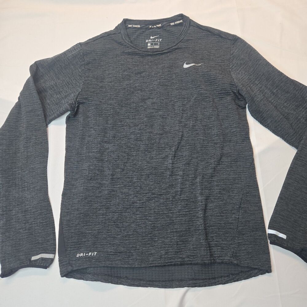 Nike Dri Fit Shirt Mens S Grey Ribbed Textured Minimalist Athleisure Streetwear